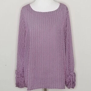 English Laundry Purple Half Moon Print Blouse XL